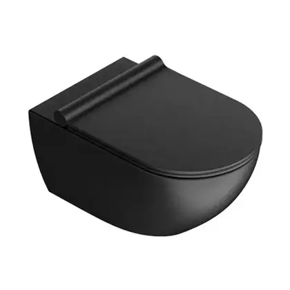 Унитаз подвесной NewFlush (безободковый) Catalano Sfera с сиденьем Soft Close, чёрный матовый (1VSF54RNS+5SCSTPNS) фото 1 Aquada.com.ua Унитаз подвесной NewFlush (безободковый) Catalano Sfera с сиденьем Soft Close, чёрный матовый (1VSF54RNS+5SCSTPNS) фото 1 Aquada.com.ua
