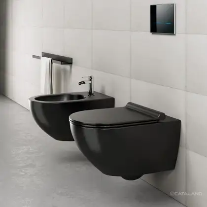 Унитаз подвесной NewFlush (безободковый) Catalano Sfera с сиденьем Soft Close, чёрный матовый (1VSF54RNS+5SCSTPNS) фото 2 Aquada.com.ua Унитаз подвесной NewFlush (безободковый) Catalano Sfera с сиденьем Soft Close, чёрный матовый (1VSF54RNS+5SCSTPNS) фото 2 Aquada.com.ua