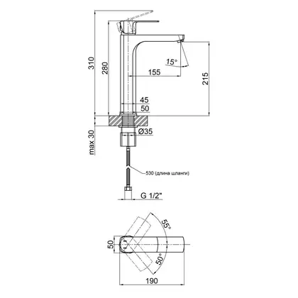 Змішувач для раковини Qtap Lipno 1023H101CB (QTLIPNO1023H101CB) фото 2 Aquada.com.ua