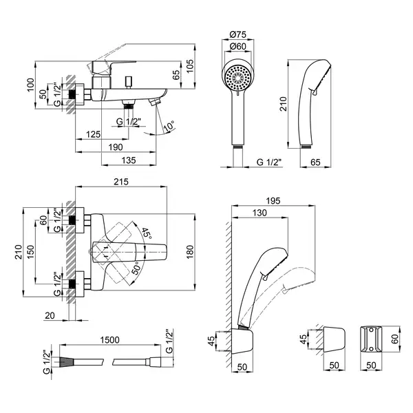 Змішувач для ванни Qtap Letel 3053104GC (QTLTL3053104GC) фото 2 Aquada.com.ua