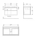 Тумба под раковину с двумя выдвижными ящиками Geberit Xeno² 880 х 462 мм, белый глянцевый (500.509.01.1) фото 3 Aquada.com.ua