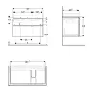 Тумба под раковину с двумя выдвижными ящиками Geberit Xeno² 880 х 462 мм, серый матовый (вырез под сифон справа) (500.516.00.1) фото 3 Aquada.com.ua