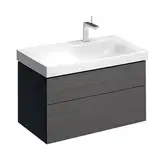 Тумба под раковину с двумя выдвижными ящиками Geberit Xeno² 880 х 462 мм, серый шпон (вырез под сифон справа) (500.516.43.1)