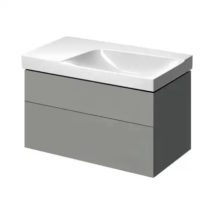 Тумба под раковину с двумя выдвижными ящиками Geberit Xeno² 880 х 462 мм, серый матовый (вырез под сифон справа) (500.516.00.1) фото 1 Aquada.com.ua