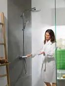 Душевая система с термостатом Hansgrohe Crometta E 240 1jet Showerpipe + cмеситель для раковины Hansgrohe Logis (27267000+71100000) фото 4 Aquada.com.ua