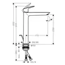 Смеситель для раковины высокий Hansgrohe Logis Fine (цвет - хром), с донным клапаном (71257000) фото 4 Aquada.com.ua