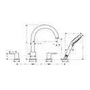 Смеситель на борт ванны Hansgrohe Vernis Shape (цвет - хром), с душевым гарнитуром (71459000) фото 2 Aquada.com.ua
