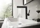 Смеситель для раковины высокий, с вытяжным душем, 2 вида струи Hansgrohe Finoris (цвет - чёрный матовый), с донным клапаном Push Open (76063670) фото 2 Aquada.com.ua
