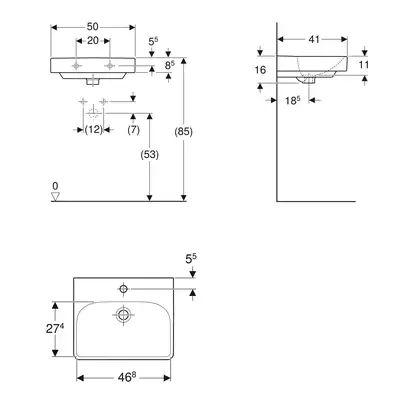 Маленькая (мини) раковина Geberit Smyle Square 50 х 41 х h16 см (500.256.01.1) фото 3 Aquada.com.ua Маленькая (мини) раковина Geberit Smyle Square 50 х 41 х h16 см (500.256.01.1) фото 3 Aquada.com.ua