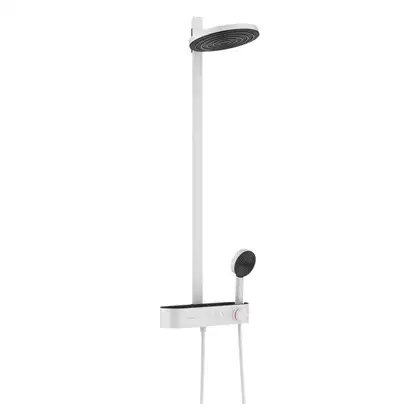 Душевая система с термостатом Hansgrohe Pulsify Showerpipe 260 2jet с ShowerTablet Select 400 (цвет - белый матовый) (24240700) фото 1 Aquada.com.ua Душевая система с термостатом Hansgrohe Pulsify Showerpipe 260 2jet с ShowerTablet Select 400 (цвет - белый матовый) (24240700) фото 1 Aquada.com.ua