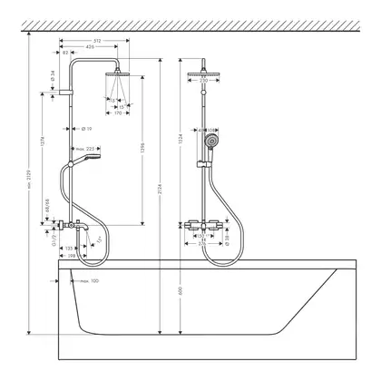 Душевая система с термостатом для ванны Hansgrohe Vernis Shape (цвет - хром) (26284000) фото 5 Aquada.com.ua