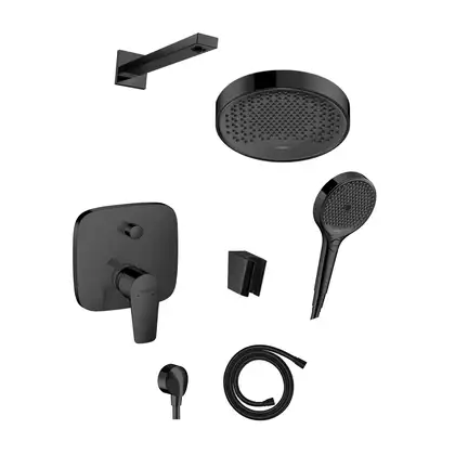 Душевая система скрытого монтажа Hansgrohe Rainfinity / Talis E (цвет - чёрный матовый) (27694670+26228670+26864670+71745670+28276670+27454670+28331670) фото 1 Aquada.com.ua