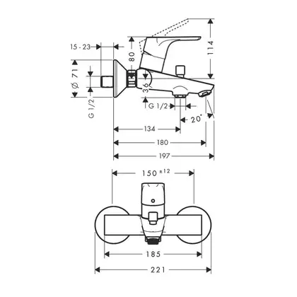 Набор смесителей для ванны 3-в-1 Hansgrohe Focus/Croma Select E (цвет - хром) (31940112) фото 9 Aquada.com.ua Набор смесителей для ванны 3-в-1 Hansgrohe Focus/Croma Select E (цвет - хром) (31940112) фото 9 Aquada.com.ua