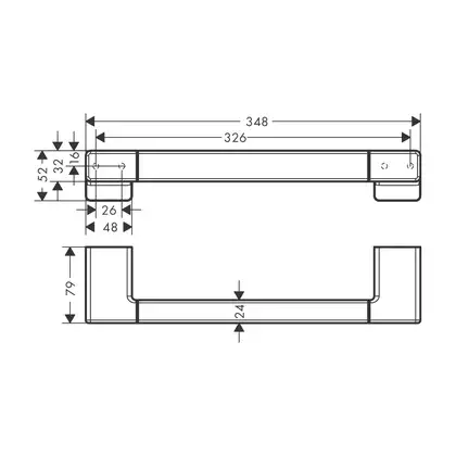 Поручень 348 мм Hansgrohe AddStoris, матовый чёрный хром (41744340) фото 2 Aquada.com.ua