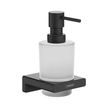 Дозатор для жидкого мыла Hansgrohe AddStoris, чёрный матовый/стекло матовое (41745670) фото 1 Aquada.com.ua