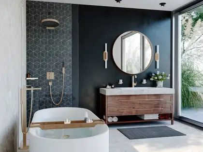 Стакан для жидкого мыла подвесной Hansgrohe AddStoris, матовая бронза/стекло матовое (41749140) фото 4 Aquada.com.ua