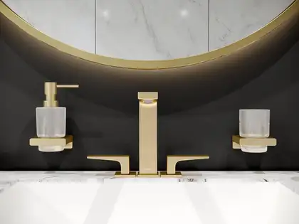 Стакан для жидкого мыла подвесной Hansgrohe AddStoris, полированное золото/стекло матовое (41749990) фото 2 Aquada.com.ua