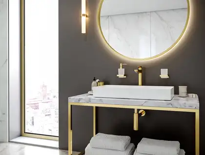 Стакан для жидкого мыла подвесной Hansgrohe AddStoris, полированное золото/стекло матовое (41749990) фото 4 Aquada.com.ua