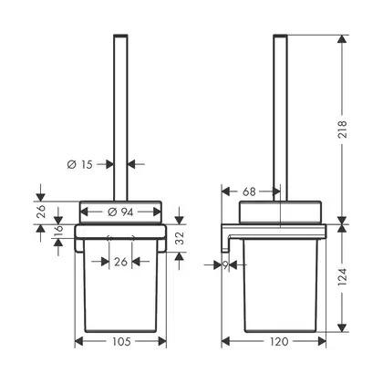 Ёршик подвесной Hansgrohe AddStoris, матовая бронза/стекло матовое (41752140) фото 2 Aquada.com.ua