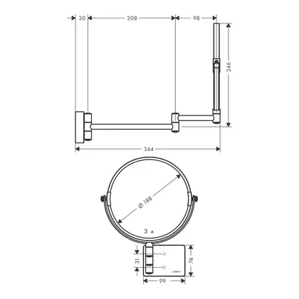 Зеркало косметическое Hansgrohe AddStoris, матовая бронза (41791140) фото 2 Aquada.com.ua