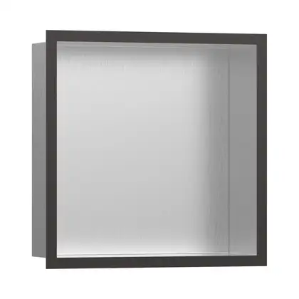 Настенная ниша из матовой нержавеющей стали с дизайнерской рамкой Hansgrohe XtraStoris Individual 30 х 30 х 10 см, матовый чёрный хром (56097340) фото 1 Aquada.com.ua Настенная ниша из матовой нержавеющей стали с дизайнерской рамкой Hansgrohe XtraStoris Individual 30 х 30 х 10 см, матовый чёрный хром (56097340) фото 1 Aquada.com.ua