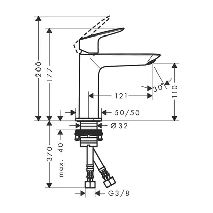Смеситель для раковины 100 Hansgrohe Logis Fine (цвет - хром), без донного клапана (71253000) фото 3 Aquada.com.ua
