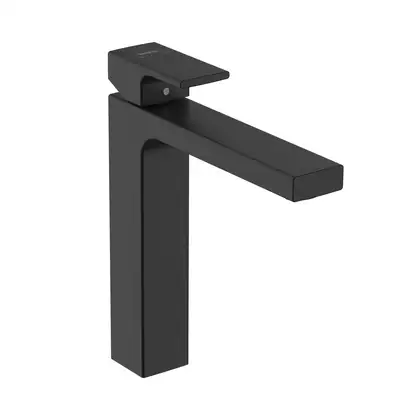 Смеситель для раковины высокий Hansgrohe Vernis Shape (цвет - чёрный матовый), с донным клапаном (71562670) фото 1 Aquada.com.ua Смеситель для раковины высокий Hansgrohe Vernis Shape (цвет - чёрный матовый), с донным клапаном (71562670) фото 1 Aquada.com.ua