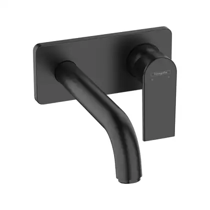 Смеситель для раковины настенный Hansgrohe Vernis Shape (цвет - чёрный матовый), излив 205 мм (71578670) фото 1 Aquada.com.ua Смеситель для раковины настенный Hansgrohe Vernis Shape (цвет - чёрный матовый), излив 205 мм (71578670) фото 1 Aquada.com.ua