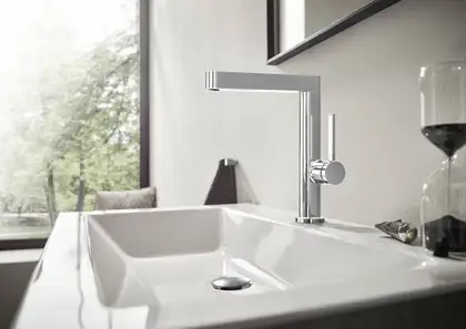 Смеситель для раковины высокий Hansgrohe Finoris (цвет - хром), с донным клапаном Push Open (76060000) фото 2 Aquada.com.ua