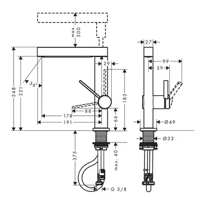 Смеситель для раковины высокий, с вытяжным душем, 2 вида струи Hansgrohe Finoris (цвет - хром), с донным клапаном Push Open (76063000) фото 5 Aquada.com.ua Смеситель для раковины высокий, с вытяжным душем, 2 вида струи Hansgrohe Finoris (цвет - хром), с донным клапаном Push Open (76063000) фото 5 Aquada.com.ua