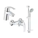 Набор смесителей для ванны 3-в-1 Grohe Eurosmart S (цвет - хром) (123244S) фото 1 Aquada.com.ua