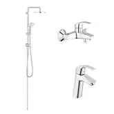 Набор смесителей для ванны 3-в-1 Grohe Eurosmart (цвет - хром) (123389М)