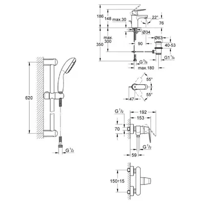 Набор смесителей для душа 3-в-1 Grohe Eurosmart Cosmopolitan S-Size (цвет - хром) (126114 S) фото 2 Aquada.com.ua Набор смесителей для душа 3-в-1 Grohe Eurosmart Cosmopolitan S-Size (цвет - хром) (126114 S) фото 2 Aquada.com.ua