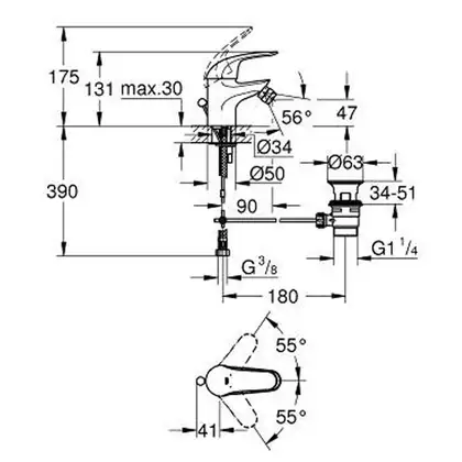 Смеситель для биде, однорычажный Grohe Euroeco (цвет- хром) (23266000) фото 2 Aquada.com.ua Смеситель для биде, однорычажный Grohe Euroeco (цвет- хром) (23266000) фото 2 Aquada.com.ua