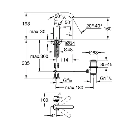 Смеситель для раковины Grohe Essence (цвет - холодный рассвет, матовый), с донным клапаном (23462GN1) фото 2 Aquada.com.ua