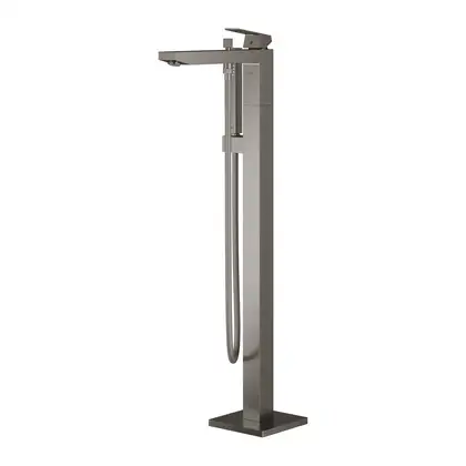 Смеситель для ванны напольный Grohe Eurocube (цвет - тёмный графит, матовый), с душевым гарнитуром (23672AL1) фото 4 Aquada.com.ua Смеситель для ванны напольный Grohe Eurocube (цвет - тёмный графит, матовый), с душевым гарнитуром (23672AL1) фото 4 Aquada.com.ua
