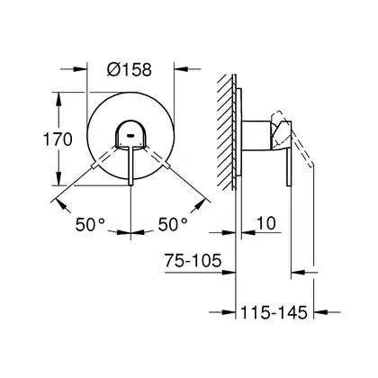 Смеситель для душа Grohe Plus (цвет - хром) (24059003) фото 5 Aquada.com.ua Смеситель для душа Grohe Plus (цвет - хром) (24059003) фото 5 Aquada.com.ua