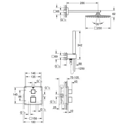 GROHE Душевая система с термостатом Grohtherm Cube (цвет - хром) (34741000) фото 2 Aquada.com.ua