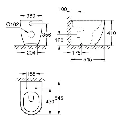 Унитаз Grohe Essence с сиденьем Soft Close (3957300H+39577000) фото 5 Aquada.com.ua
