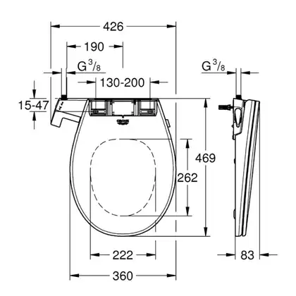 Унитаз подвесной Grohe Bau Ceramic Air с сиденьем с функцией биде (39651SH0) фото 8 Aquada.com.ua Унитаз подвесной Grohe Bau Ceramic Air с сиденьем с функцией биде (39651SH0) фото 8 Aquada.com.ua
