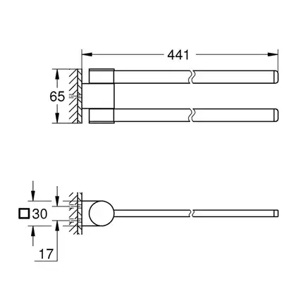 Полотенцедержатель двойной, поворотный 441 мм Grohe Selection, тёмный графит, матовый (41063AL0) фото 2 Aquada.com.ua Полотенцедержатель двойной, поворотный 441 мм Grohe Selection, тёмный графит, матовый (41063AL0) фото 2 Aquada.com.ua