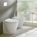 Унитаз напольный NewFlush (безободковый) Catalano Italy с сиденьем Soft Close, белый матовый (1VP52RITBM+5ITSTFBM) фото 2 Aquada.com.ua