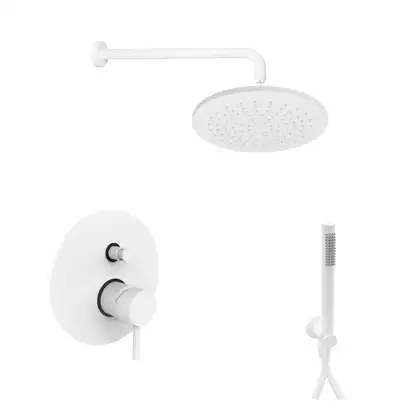 Душевая система Paffoni Shower скрытого монтажа со смесителем и верхним душем Ø 225 мм (цвет - белый матовый) (KITLIG015BO) фото 1 Aquada.com.ua