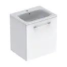 GEBERIT SELNOVA SQUARE комплект: умывальник встроенный Slim Rim, с тумбой 58,8*50,2см, с 1й дверью, белый глянец (501.252.00.1) фото 1 Aquada.com.ua