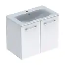 GEBERIT SELNOVA SQUARE комплект: умывальник встроенный Slim Rim, с тумбой 78,8*50,2см, двухдверной, белый глянец (501.256.00.1) фото 1 Aquada.com.ua