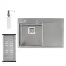 Набор 3 в 1 Qtap кухонная мойка DK7850L 3.0/1.2 мм Satin + сушилка + дозатор для моющего средства (QTDK7850LSET3012) фото 1 Aquada.com.ua