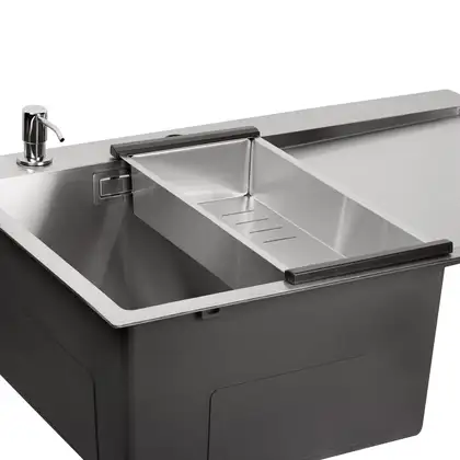 Набір 3 в 1 Qtap кухонна мийка DK6845L 3.0/1.2 мм Satin + сушарка + дозатор для миючого засобу (QTDK6845LSET3012) фото 3 Aquada.com.ua Набір 3 в 1 Qtap кухонна мийка DK6845L 3.0/1.2 мм Satin + сушарка + дозатор для миючого засобу (QTDK6845LSET3012) фото 3 Aquada.com.ua