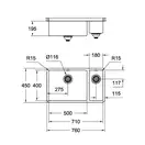 GROHE Мийка для кухні 760 x 450 мм, 1,5 чаши, матова, під стільницю, ліва (31575SD0)