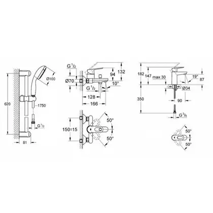 Набір змішувачів для ванни M-Size Grohe BauLoop (123215M)