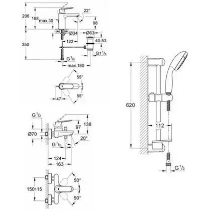 Grohe Eurosmart Cosmopolitan Набор смесителей, хром (126112M) Grohe Eurosmart Cosmopolitan Набор смесителей, хром (126112M)